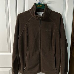 Ladies, Columbia  jacket, XL., Two zip pockets, gathering pulls bottom. Brown.